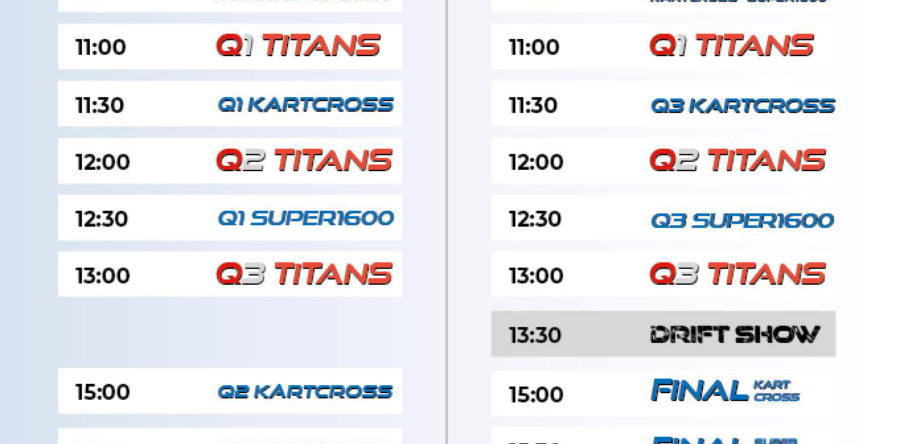 Horários TitansRX 2019